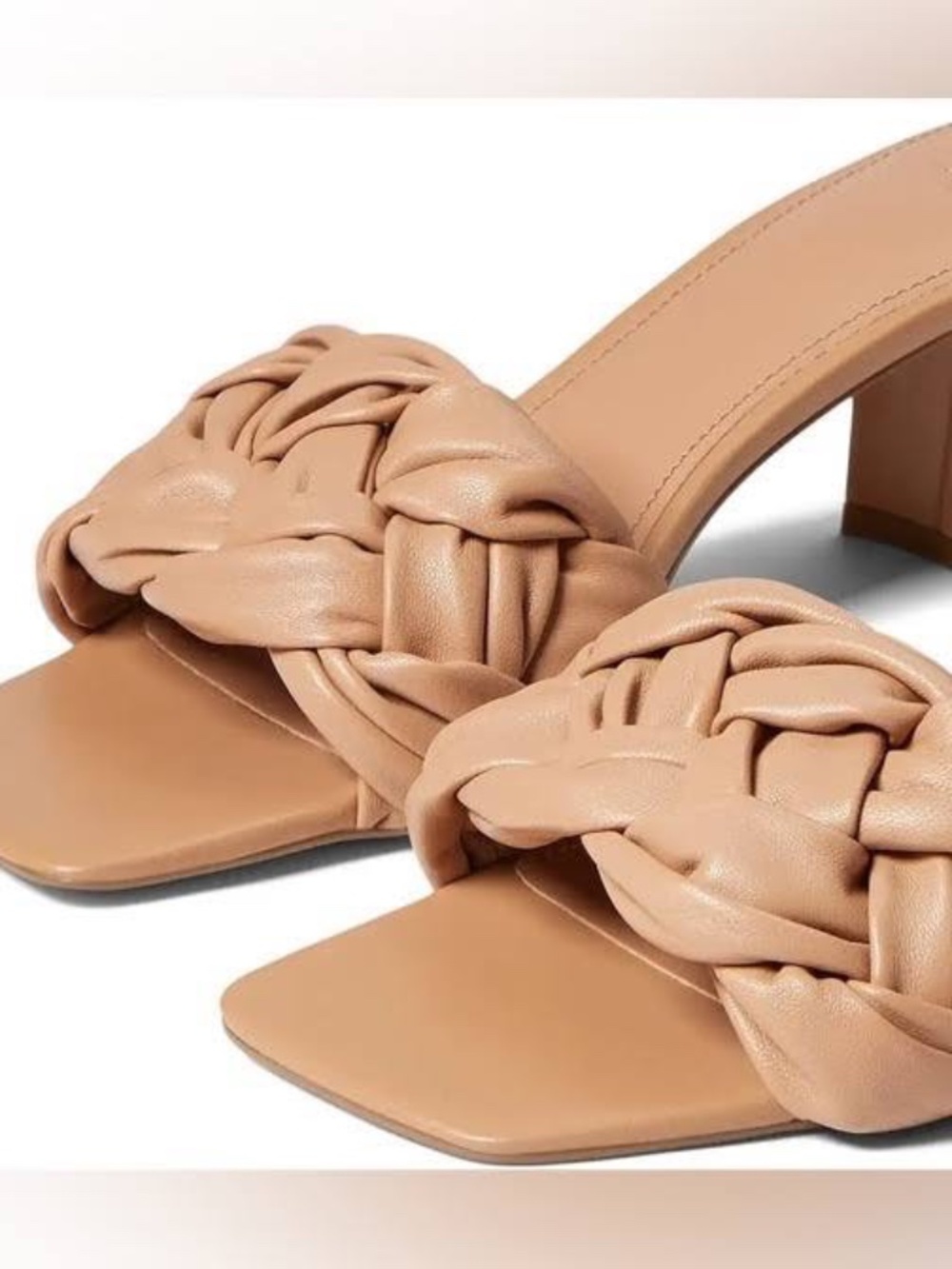 New MARC FISHER LTD Womens Beige Cerita Slip On Leather Heeled Sandal Slip On - Picture 6 of 8